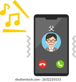 A smartphone receiving a call from one's father