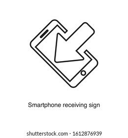 Smartphone receiving linear icon vector on white background. Black icon illustration