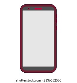 Smartphone in red case vector illustration