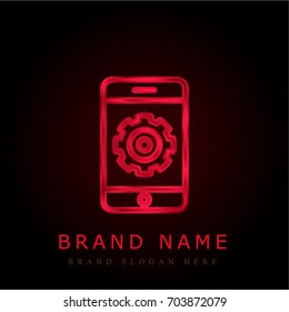 Smartphone red chromium metallic logo
