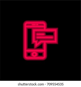 Smartphone red glowing neon ui ux icon. Glowing sign logo vector