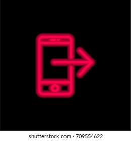 Smartphone red glowing neon ui ux icon. Glowing sign logo vector
