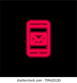 Smartphone red glowing neon ui ux icon. Glowing sign logo vector