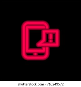 Smartphone red glowing neon ui ux icon. Glowing sign logo vector