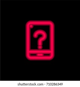 Smartphone red glowing neon ui ux icon. Glowing sign logo vector