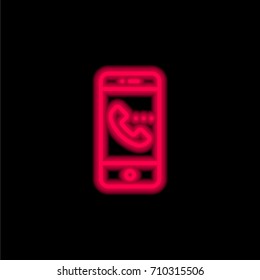 Smartphone red glowing neon ui ux icon. Glowing sign logo vector