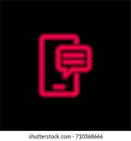 Smartphone red glowing neon ui ux icon. Glowing sign logo vector