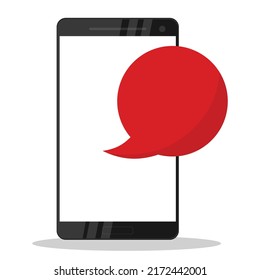 Icono de Smartphone e información roja. Icono coloreado.diseño para interfaz de usuario web, actualización móvil, banner, afiche. Ilustración vectorial de dibujos animados planos