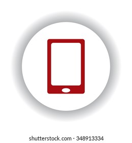 Smartphone, red isolated white background