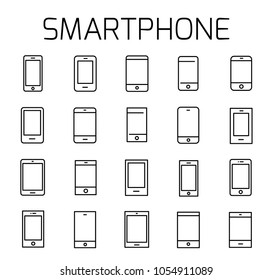 Smartphone related vector icon set. Well-crafted sign in thin line style with editable stroke. Vector symbols isolated on a white background. Simple pictograms.
