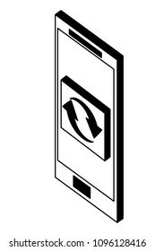 smartphone reload arrows button web isometric