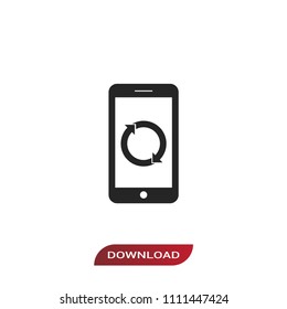 Smartphone with reload arrows vector icon