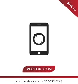 Smartphone with reload arrows vector icon