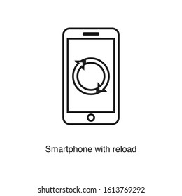 Smartphone with reload icon vector on white background. Black icon illustration