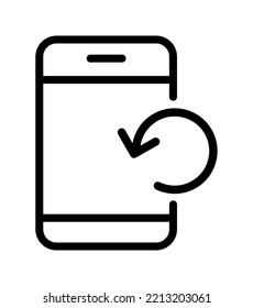 Neuaufladungen von Smartphones wiederholen Telefon-Vektorsymbol im Art-Style. Piktogramm-Bildschirm linearen Stil Zeichen für mobile Konzept und Web-Design, Mobile Bildwiederholpfeile Umriss-Schild.