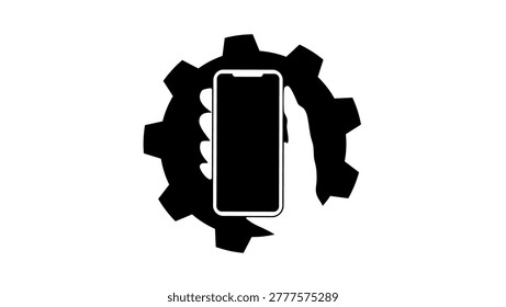 smartphone repair, black isolated vector silhouette