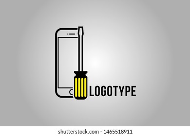 Smartphone, repair equipment, gadget logotype