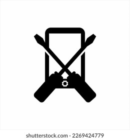 Smartphone repair icon logo design.