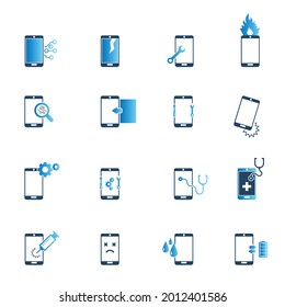 Smartphone repair icon set. Vector illustration