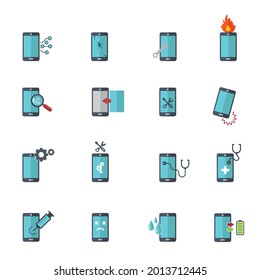 Smartphone repair icon set. Vector illustration