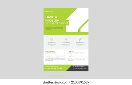 Smartphone repair service flyer template, Smartphone repair service concept, Phone repair service flyer. Fix Your Phone Services Flyer.