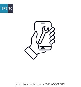 Smartphone repair service outline icon Vector illustration