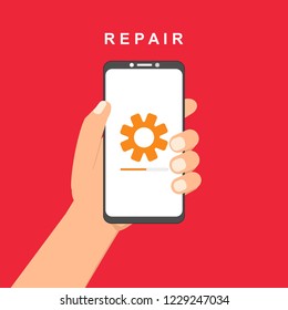 smartphone repair, smartphone service. Vector illustration.