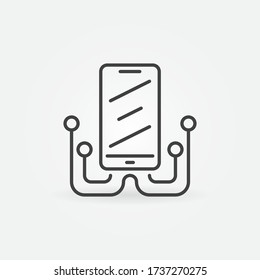 Smartphone Repair vector concept icon or symbol in thin line style