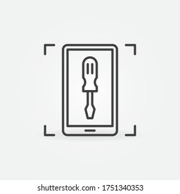 Smartphone Repair vector concept simple icon or symbol in thin line style