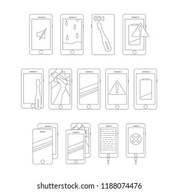 Smartphone repair vector icons