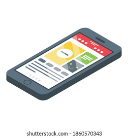 Smartphone report icon. Isometric of smartphone report vector icon for web design isolated on white background