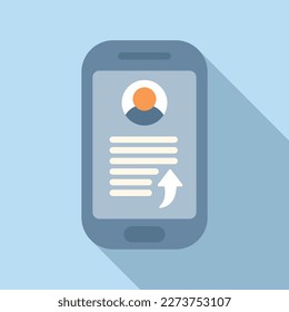 Vector plano de icono de reenvío de Smartphone. Gráfico de informes. Datos de página