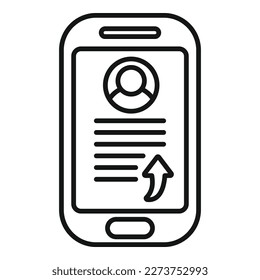 Smartphone repost icon outline vector. Report chart. Page data