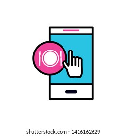 smartphone with restaurant app vector ilustration