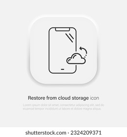 Restauración de Smartphone desde el icono de la nube. Servicios en la nube: recopilación y procesamiento de datos. EPS vectorial 10