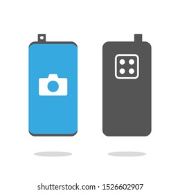 Smartphone with retractable selfie camera and four camera on the back side. Flat icon, technology and phone, modern smartphone sign, vector graphics. EPS 10