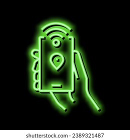 smartphone with rfid nfc technology neon light sign vector. smartphone with rfid nfc technology illustration