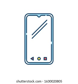 Smartphone RGB color icon. Mobile, cell phone. Pocket personal computer. Cellular telephone. Touchscreen. Touch display. Handheld portable device. Technology. Isolated vector illustration