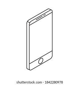 smartphone from right view single isolated icon with line or outline style and isometric shape