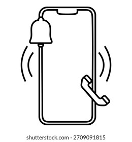 Vector de diseño de símbolo de icono de ilustración de llamada entrante de alerta de timbre de teléfono inteligente.