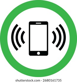 Smartphone-Klingelsymbol einzeln auf weißem Hintergrund