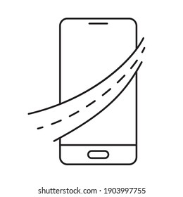Smartphone with road icon. Mobile navigation app. Vector illustration. Conceptual icon