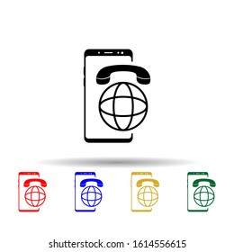 Smartphone roaming, world multi color style icon. Simple glyph, flat vector of mobile concept icons for ui and ux, website or mobile application