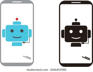 Conjunto de iconos de cara de smartphone y robot