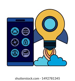 smartphone with rocket bulb launcher
