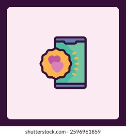 Smartphone romance modern application with hearts notification icon vector