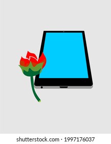 smartphone with rose vector design
