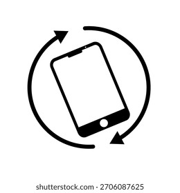 Icono de rotación del teléfono inteligente con fondo blanco.