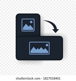 Smartphone rotation icon. Dark theme. Horizontal phone. Vector EPS 10. Isolated on transparent background