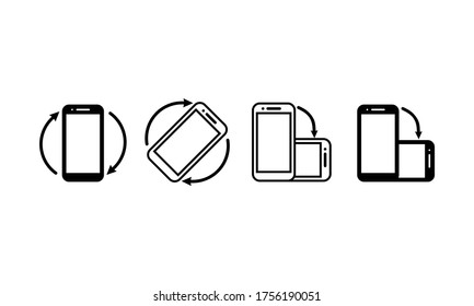 Smartphone Rotation Icons. Phone Rotate Set. Phone Tilt Vertical And Horizontal Signs. Mobile Icon On Isolated Background. Eps 10 Vector